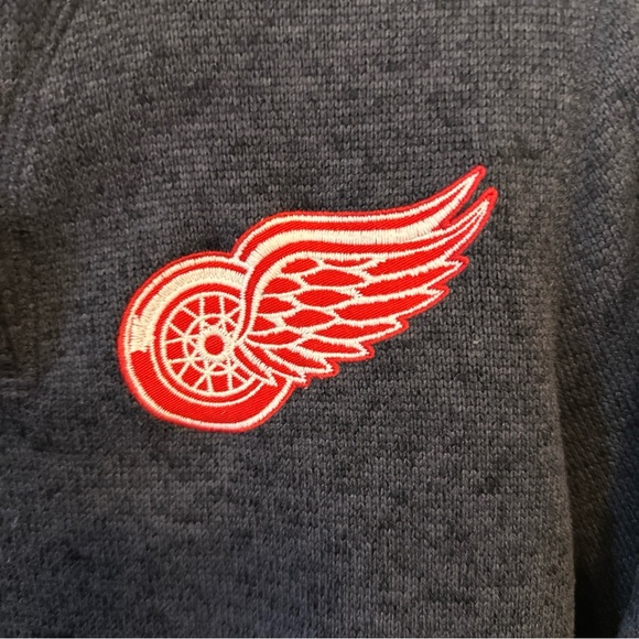 CCM Fleece Womens Grey Detroit Red Wings NHL Hockey Shawl Knit Sweater Large - Picture 2 of 14